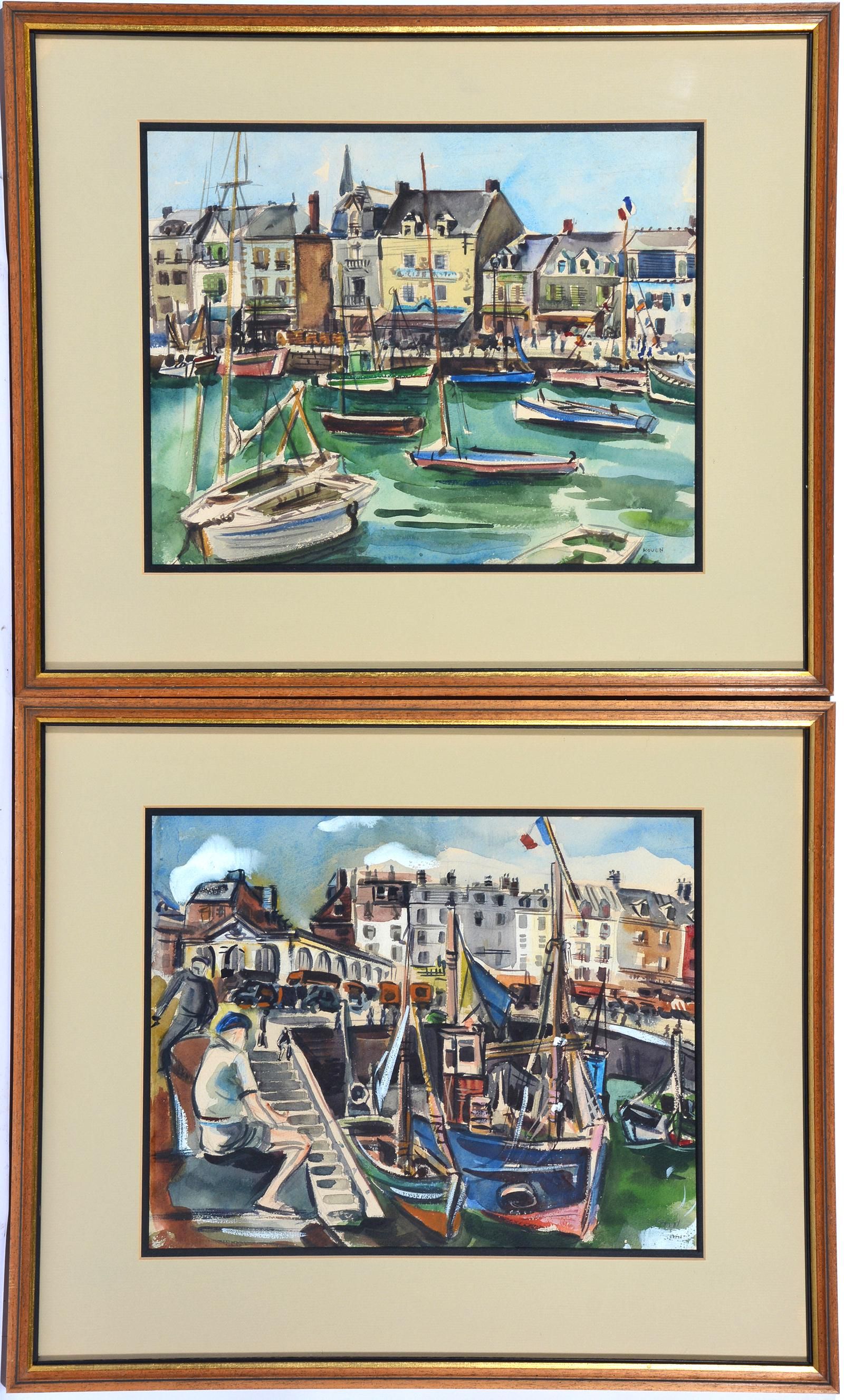 KOVEN PAIR OF FRENCH CANAL SCENES  3d1f1e