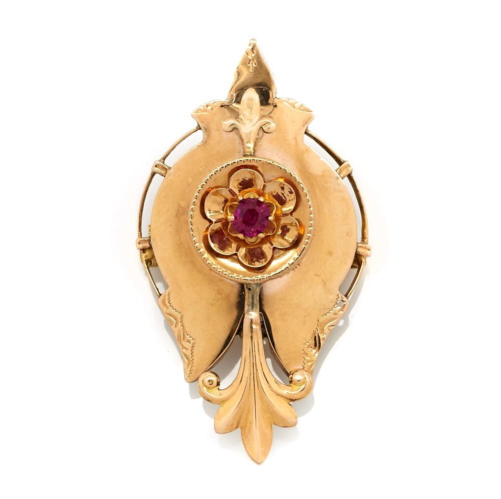 14K ROSE GOLD & RUBY VICTORIAN