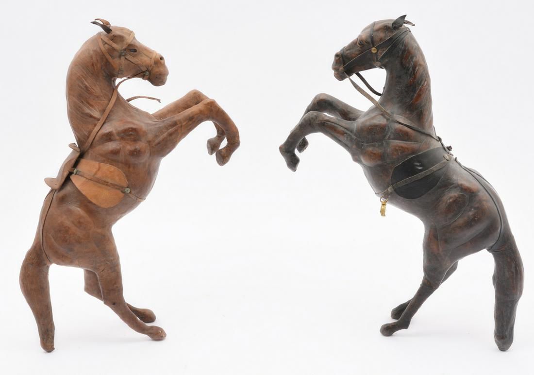 2 NATIVE AMERICAN LEATHER HORSES  3d2136