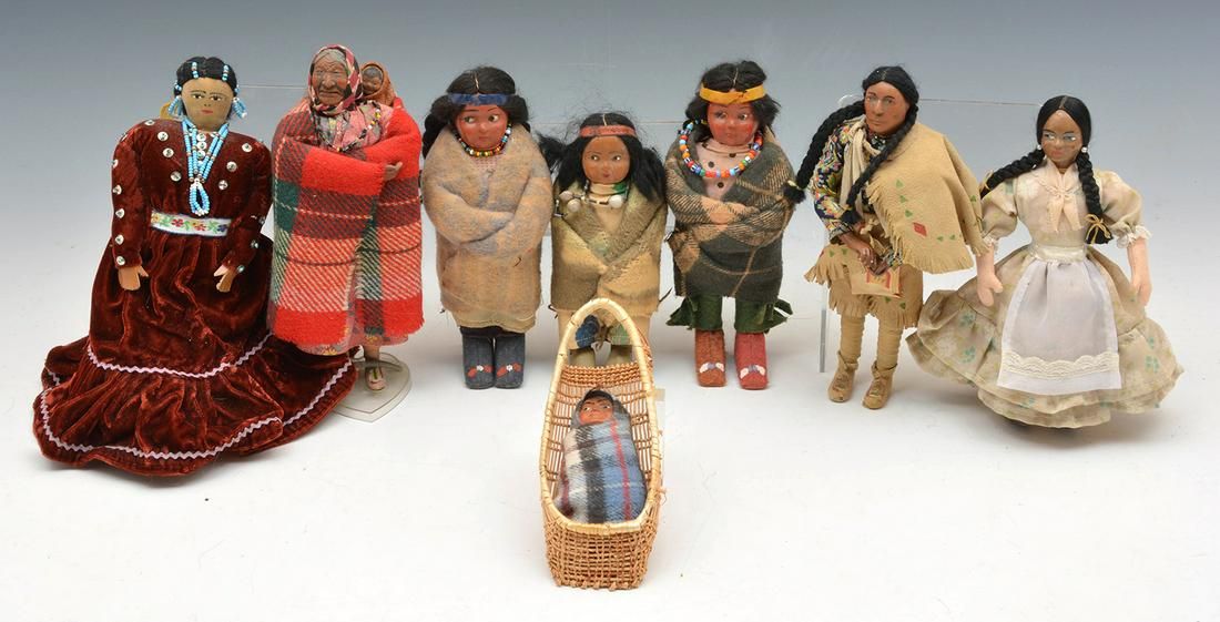 8 NATIVE AMERICAN. DOLLS. TALLEST 8