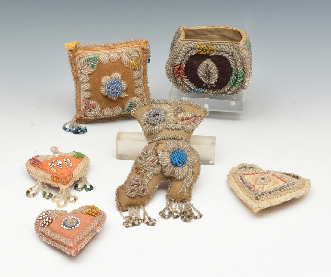 GROUPING OF 6 VICTORIAN BEADED 3d2190