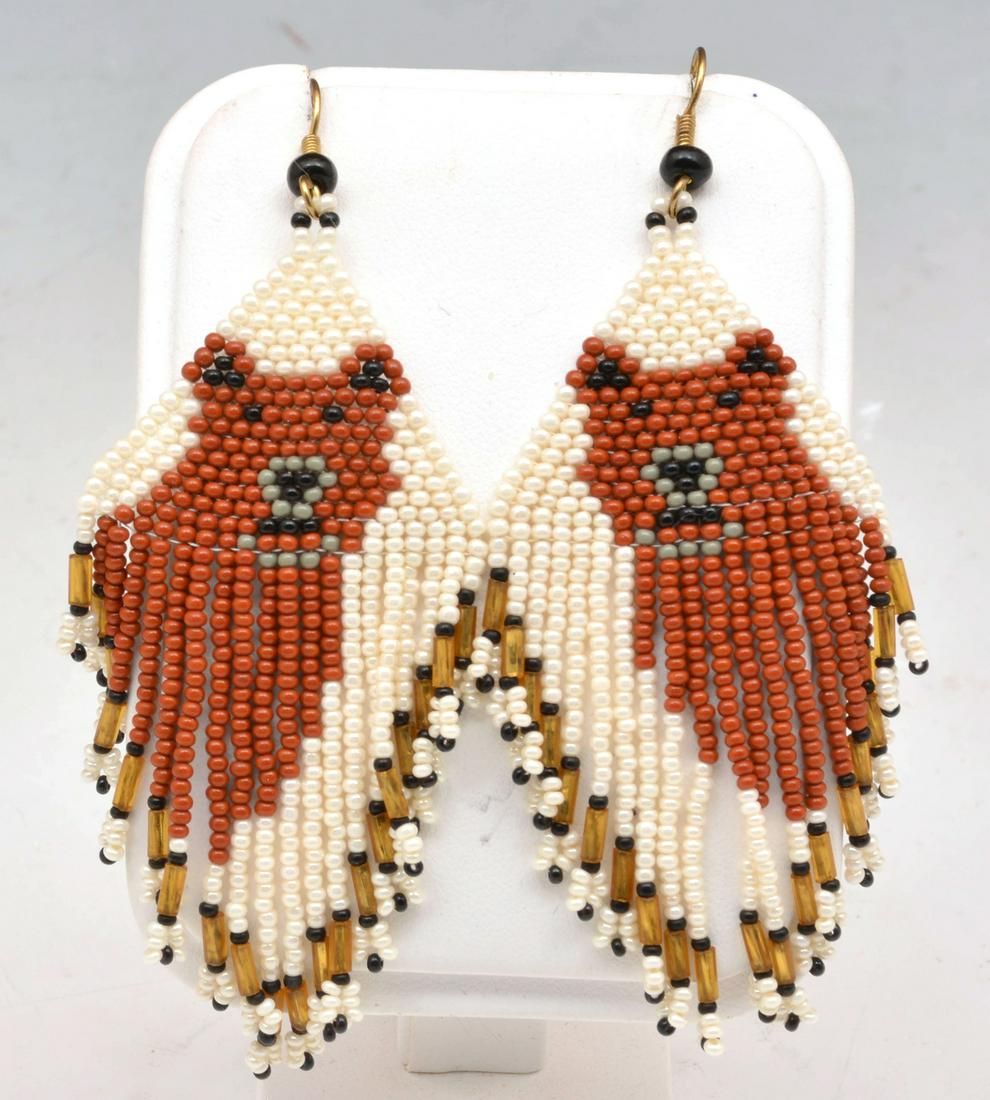 PAIR OF NATIVE AMERICAN BEADED