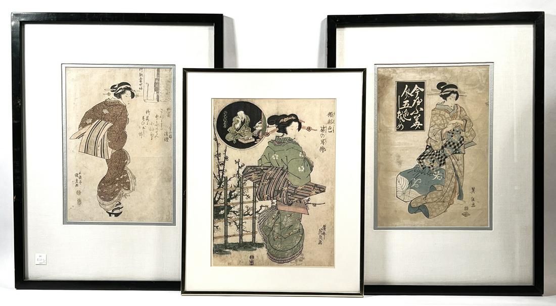 3 JAPANESE WOODBLOCK PRINTS EISEN 3d223f