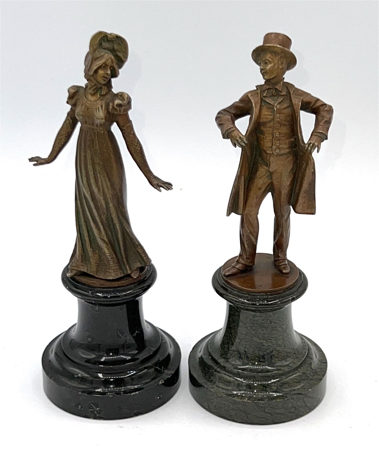 PAIR OF 19TH C GERMAN FIGURAL BRONZES