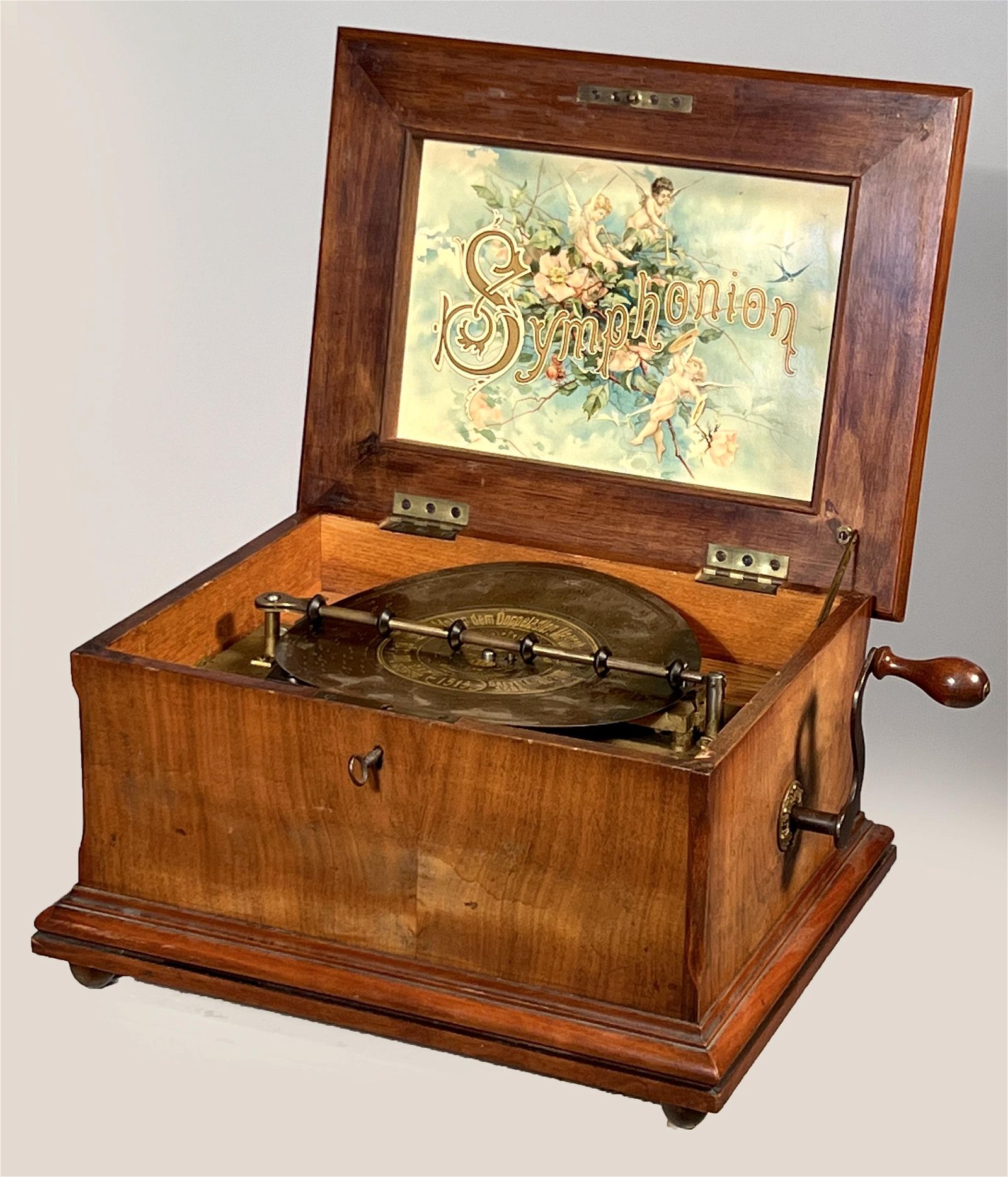 SYMPHONION DISC MUSIC BOX, GERMAN, WALNUT