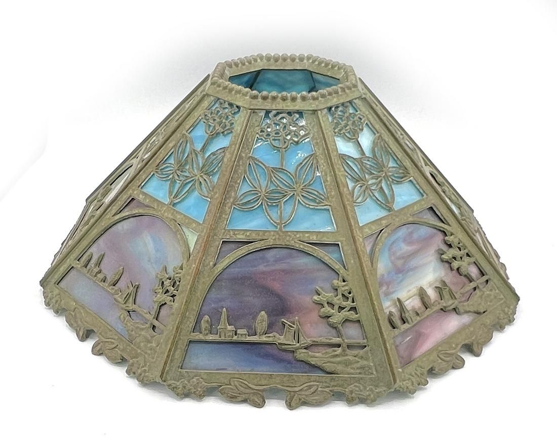 SLAG GLASS LAMP SHADE ATTRIBUTED 3d227b