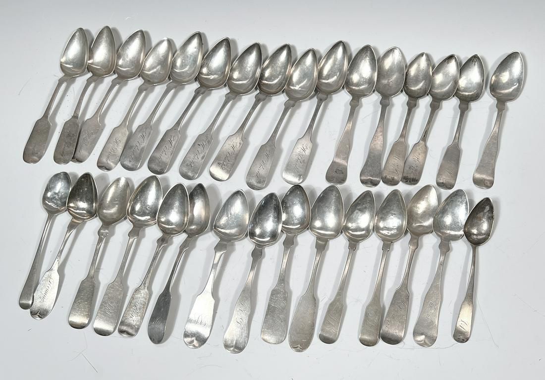 33 MISC. COIN AND STERLING SILVER TEASPOONS33