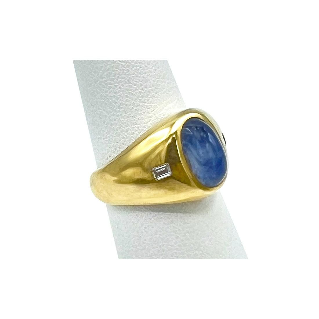 14K YELLOW GOLD BLUE CABOCHON SAPPHIRE 3d22ee