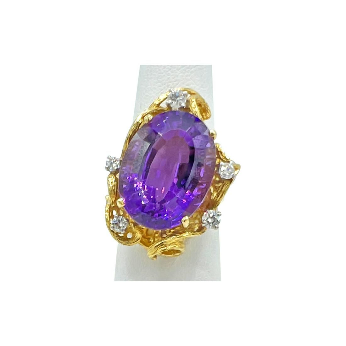 18K YELLOW GOLD AMETHYST & DIAMOND