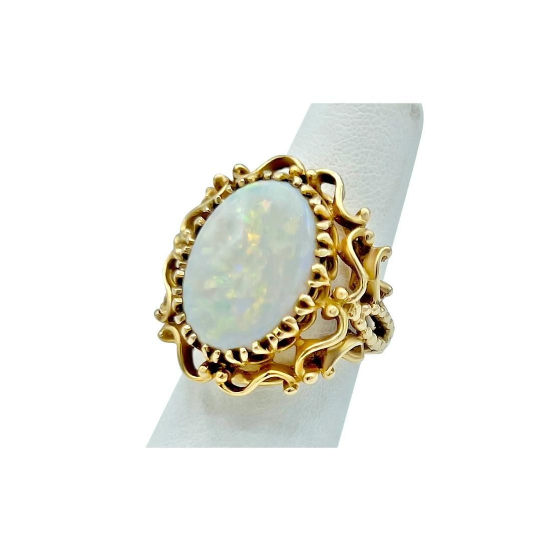 14K YELLOW GOLD FIERY OPAL WITH