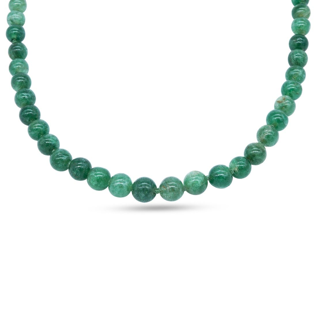 EMERALD BEAD NECKLACE WITH 14K