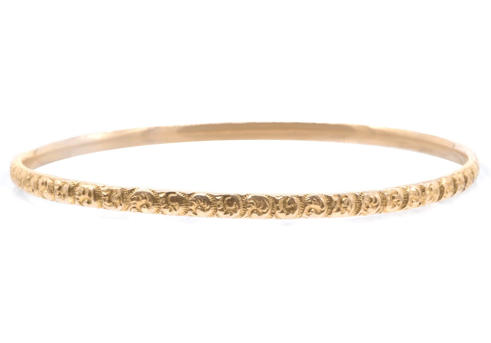 14K YELLOW GOLD BANGLE BRACELET WITH