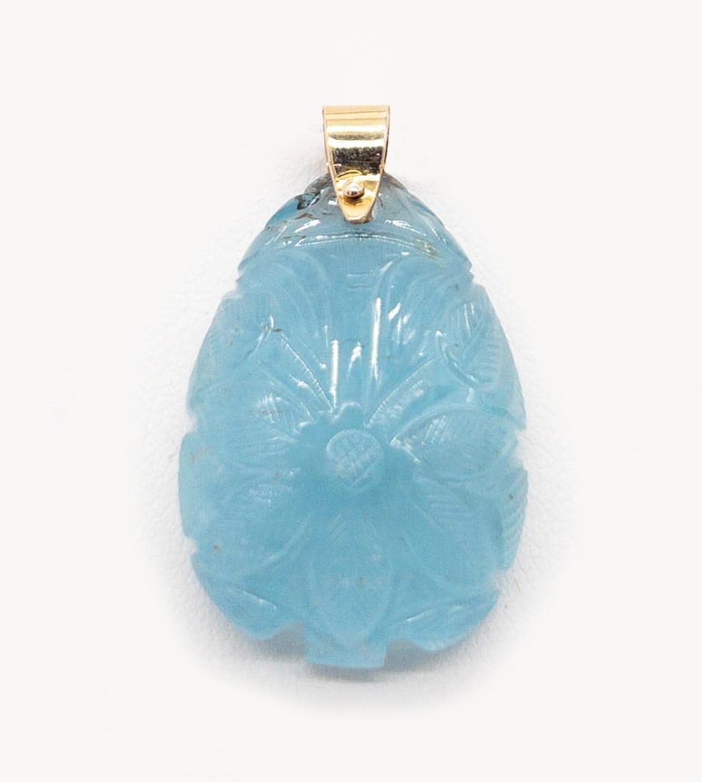 AQUAMARINE PENDANT WITH FLORAL 3d23ab