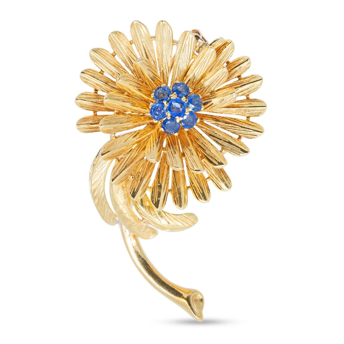 18K YELLOW GOLD SAPPHIRE FLOWER 3d23ad