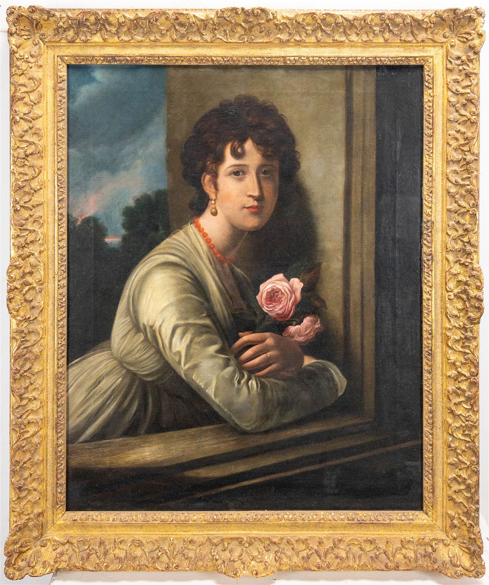 ENGLISH SCHOOL, WOMAN WITH A ROSE,