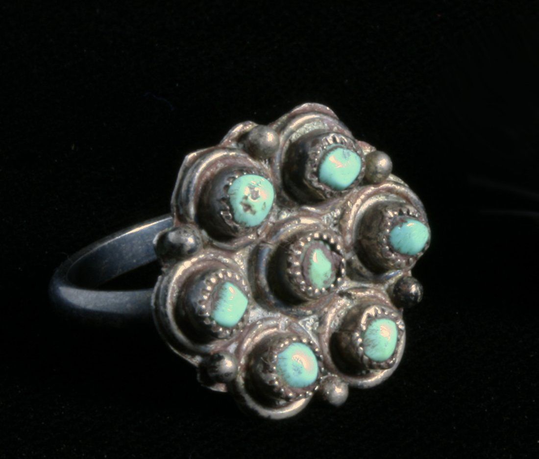 OLD ZUNI TURQUOISE SILVER PETIT 3d2452