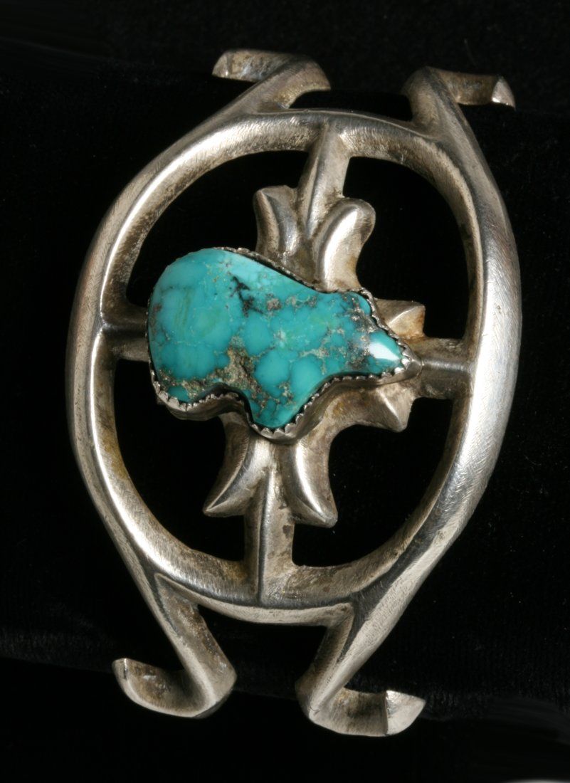 OLD ZUNI SILVER BRACELET WITH TURQUOISE 3d244e