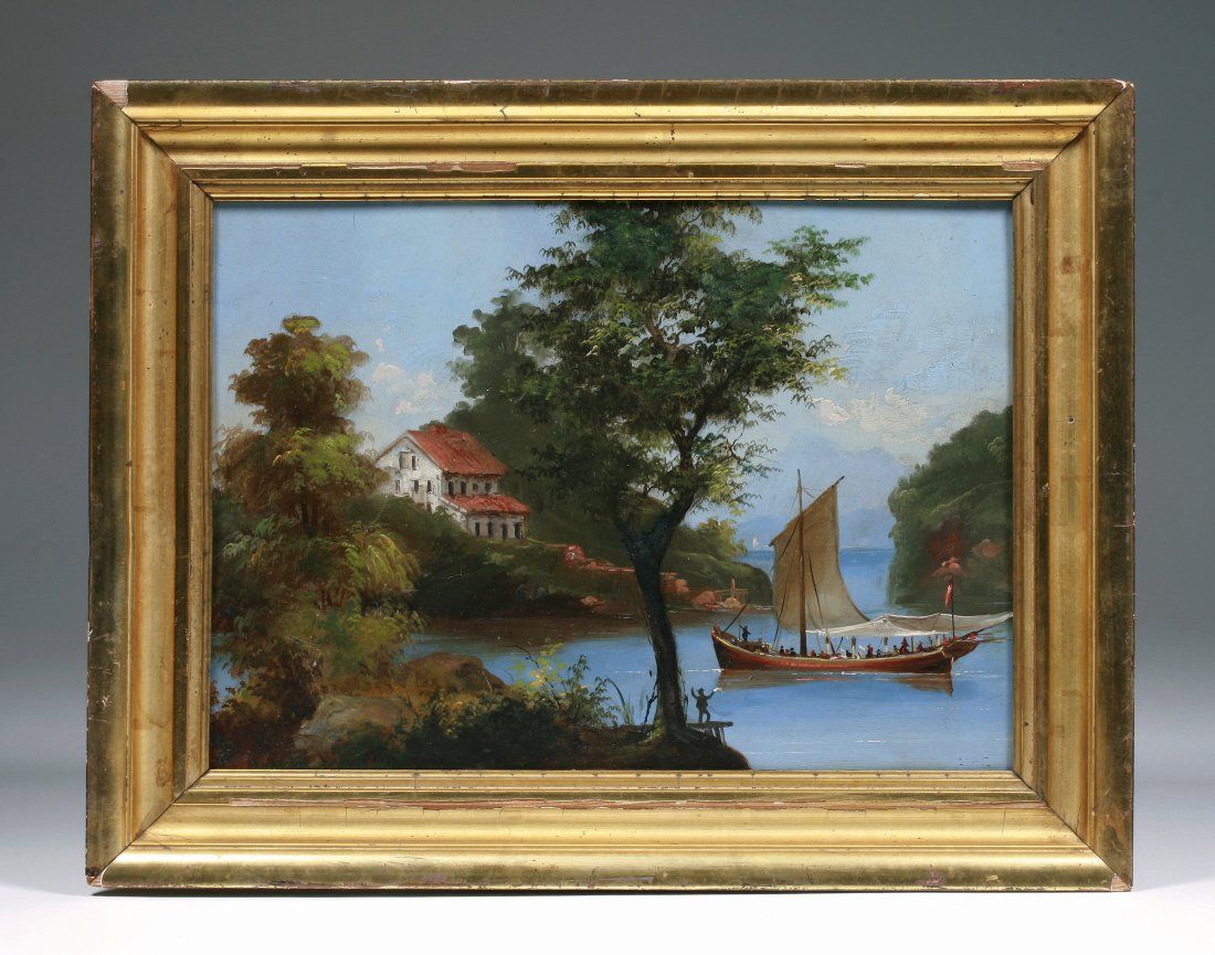 AMERICAN FOLK ART NAIVE HUDSON RIVER