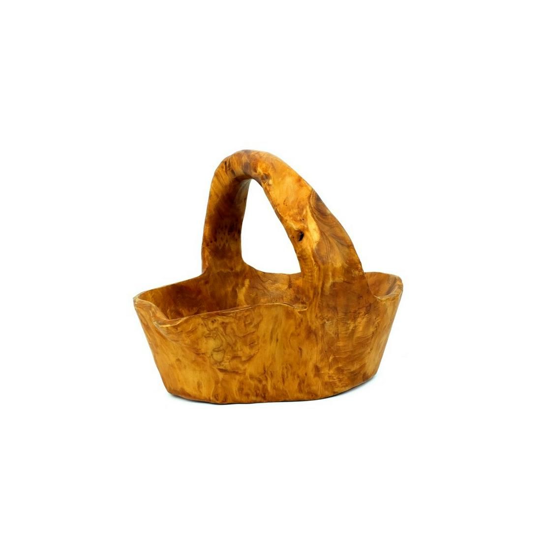 VINTAGE HAND CARVED TEAK WOOD BASKETVintage