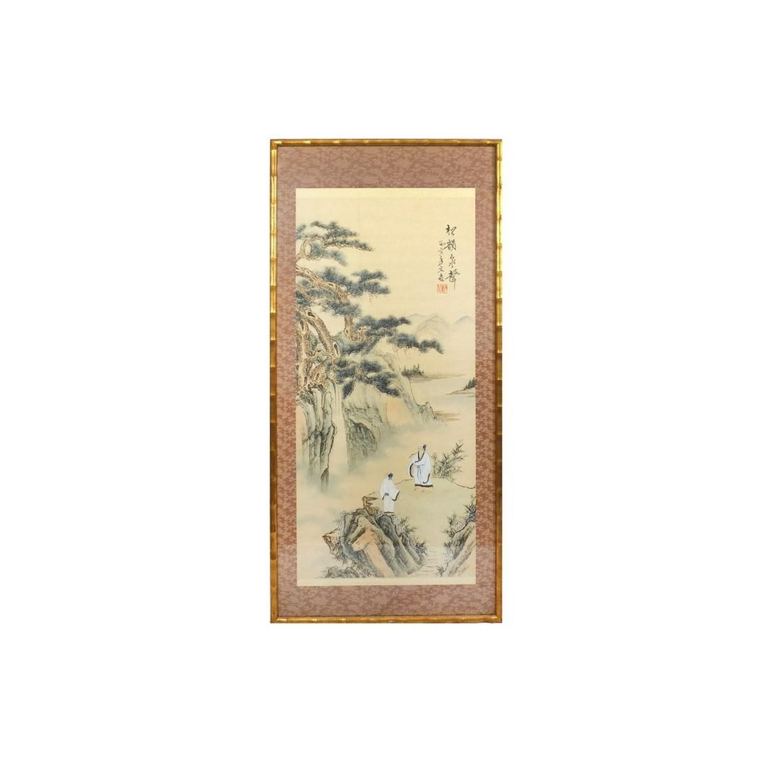 ANTIQUE FRAMED CHINESE SCROLLAntique 3d25fa