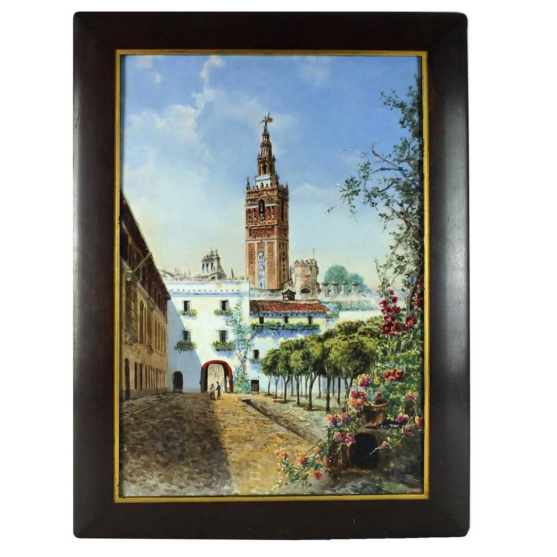 ANTIQUE FRAMED PORCELAIN PLAQUEAntique 3d2775