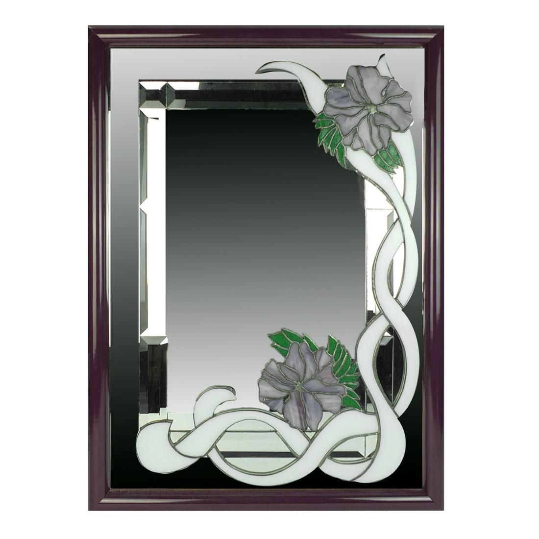 LEADED GLASS MIRRORVintage Floral 3d27af