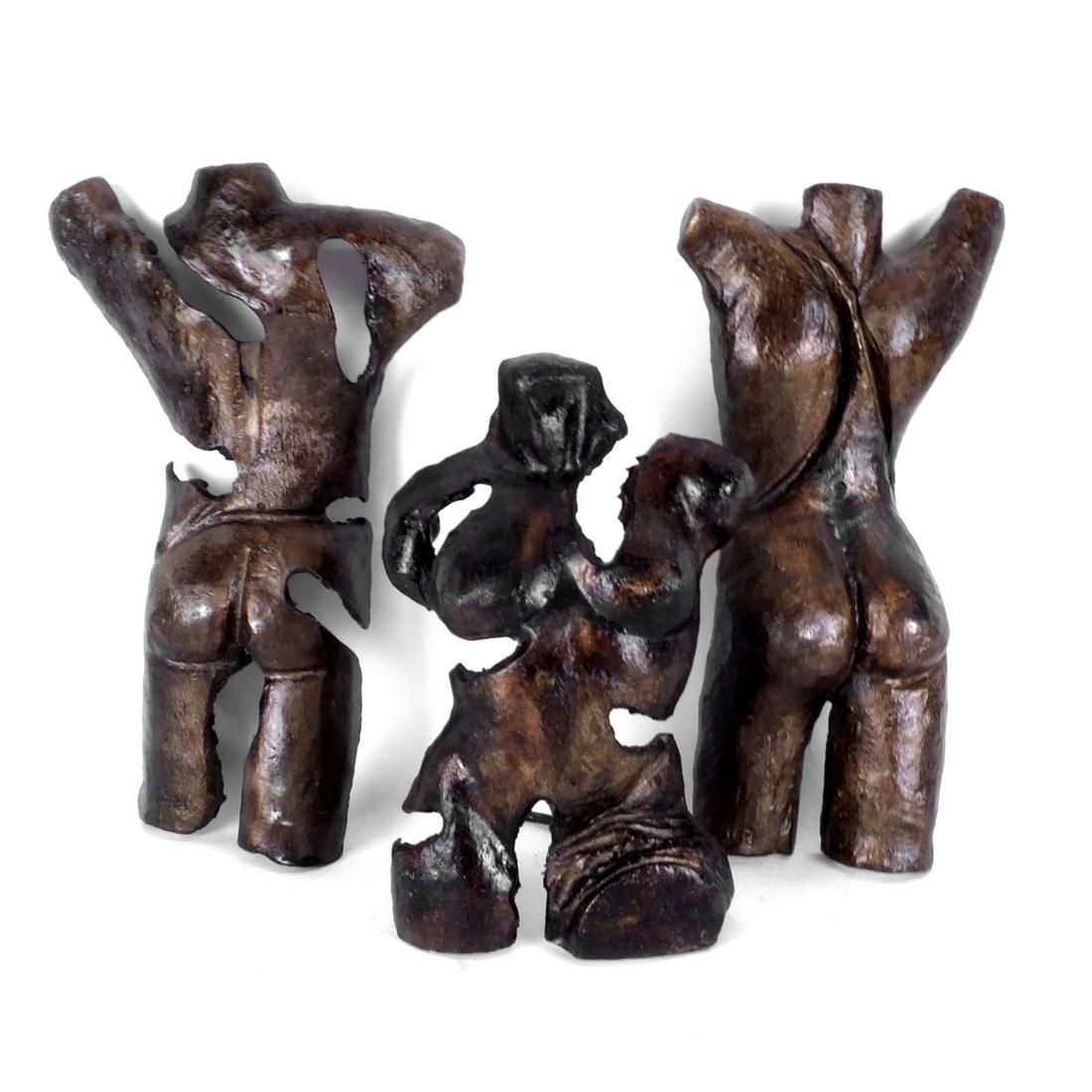 THREE BRONZED METAL SCULPTURESLot of