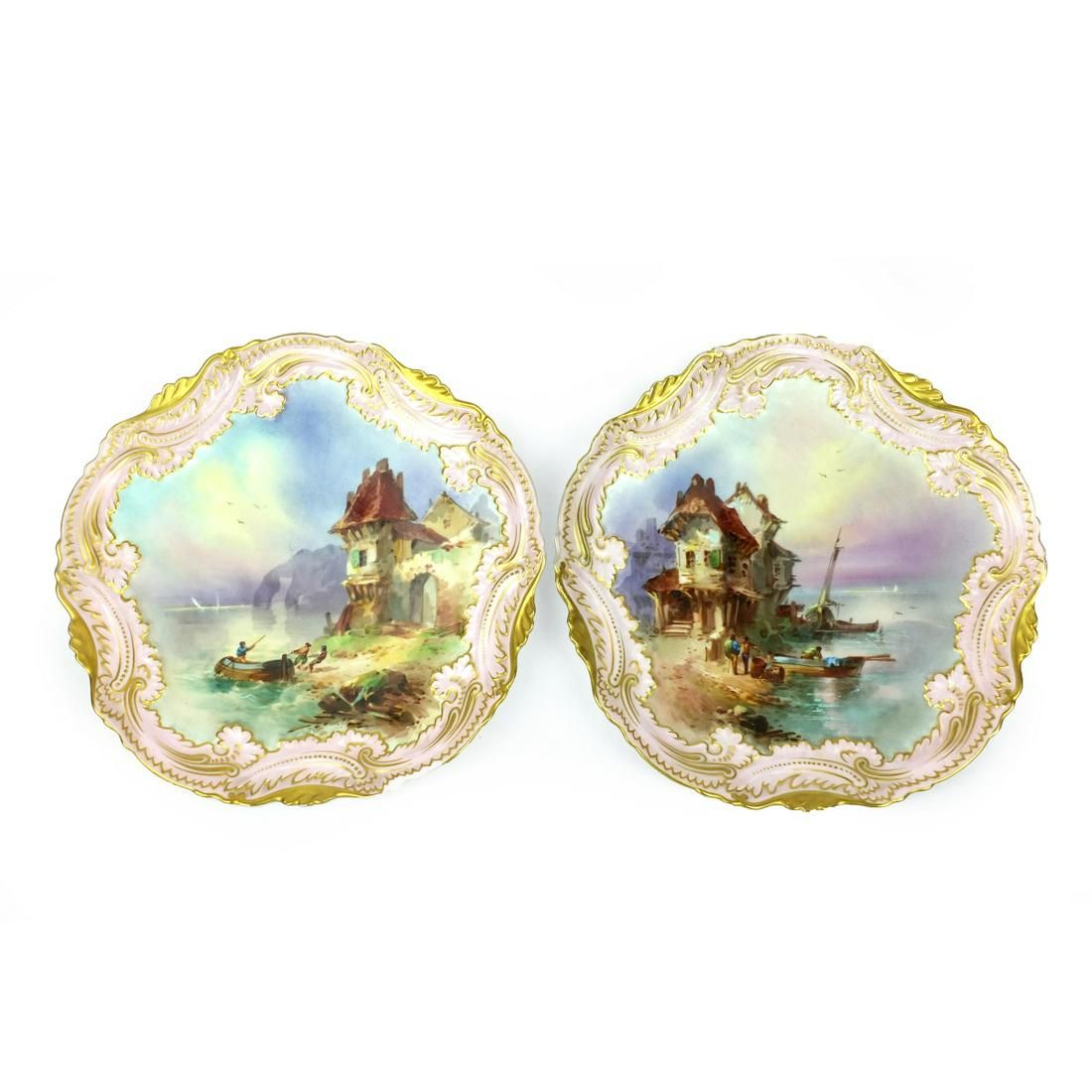 PAIR OF CABINET PLATESPair of Antique 3d288b