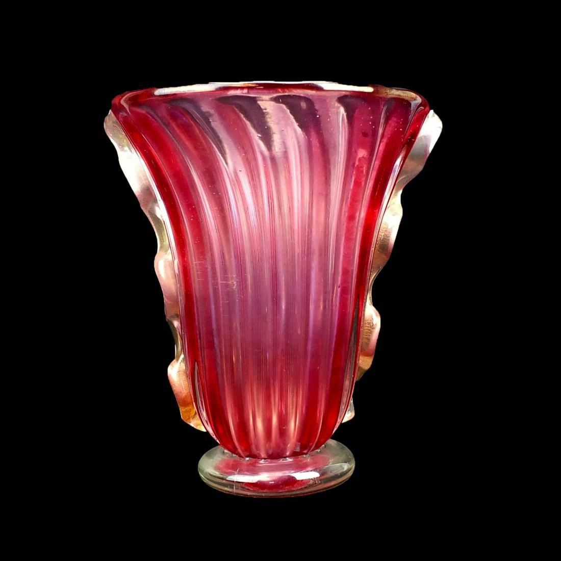LARGE MURANO PINK TO CLEAR GLASS