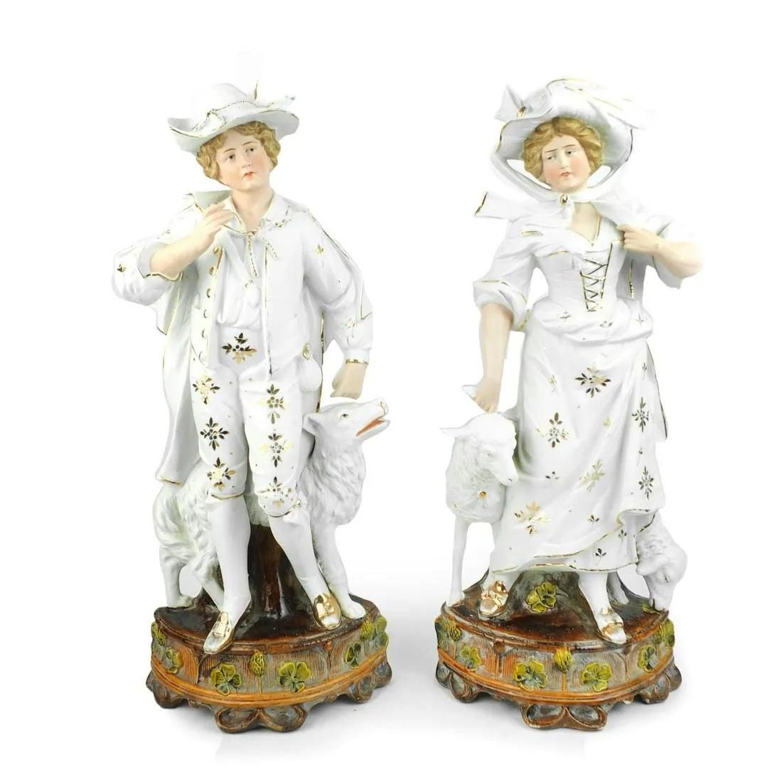 PAIR OF LARGE GERMAN BISQUE FIGURINESPair