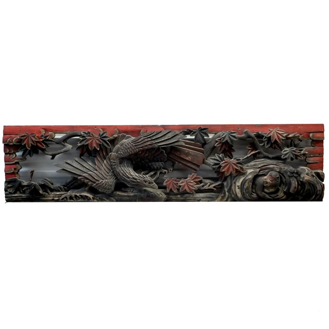 19/20TH C. CHINESE WOOD CARVED PANELLarge