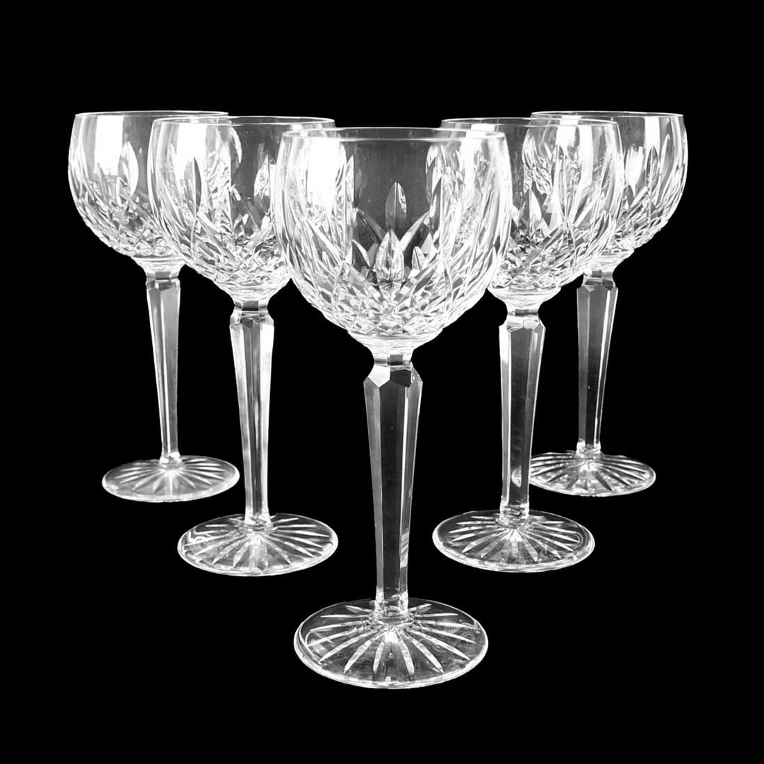 FIVE WATERFORD HOCK WINE GLASSESSet