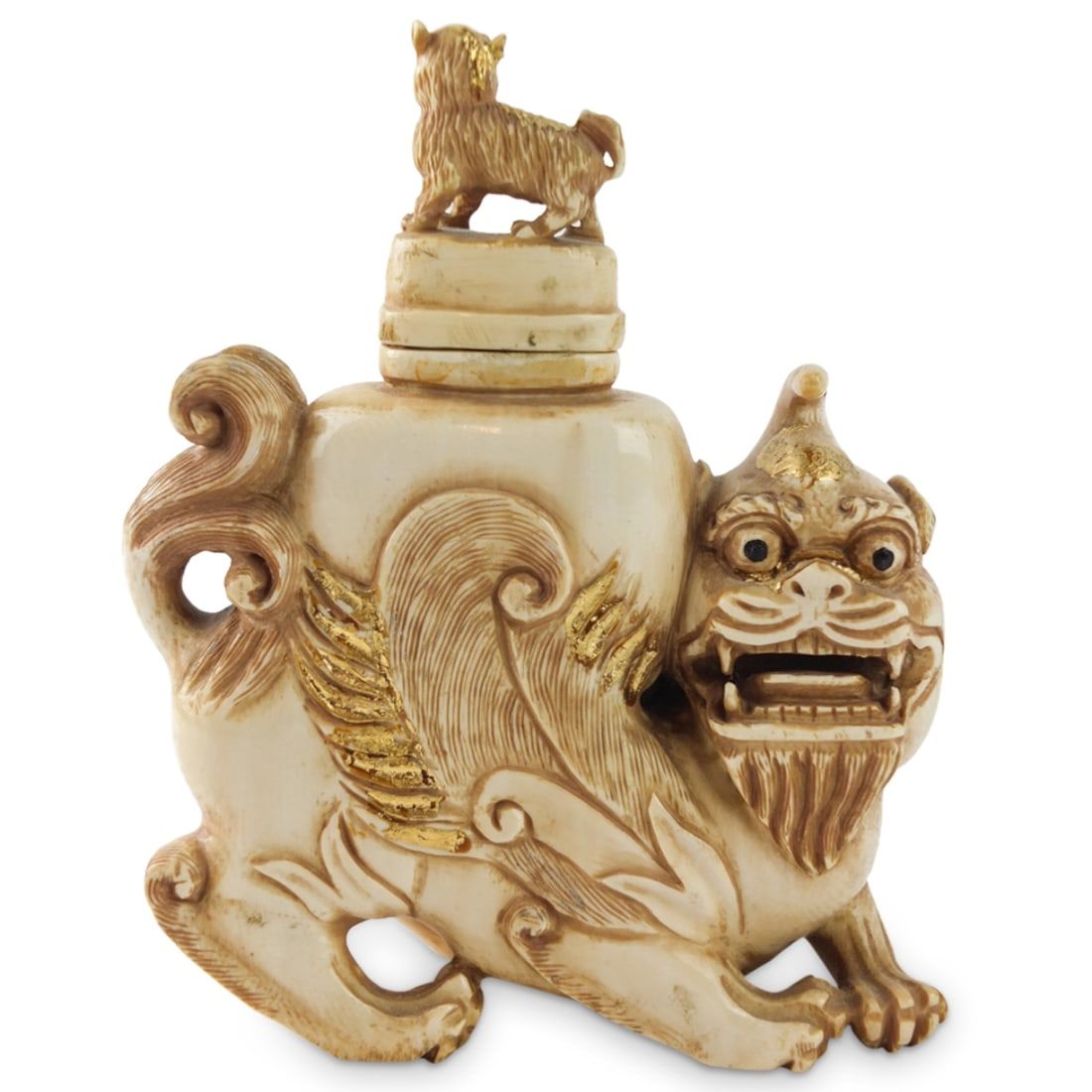 19TH C. CHINESE CARVED FOO DOG