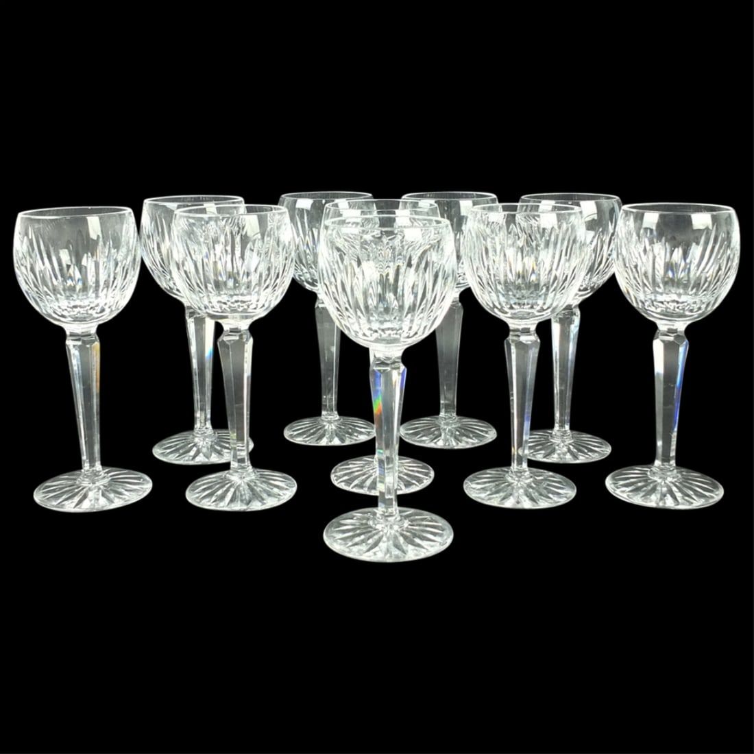 TEN WATERFORD CUT CRYSTAL HOCK WINESLot