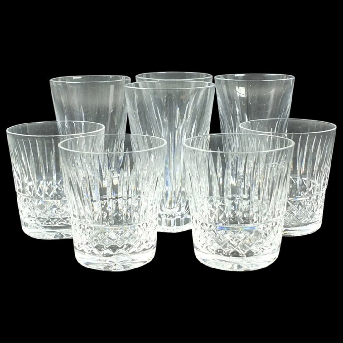 EIGHT WATERFORD CUT CRYSTAL TABLEWAREGrouping