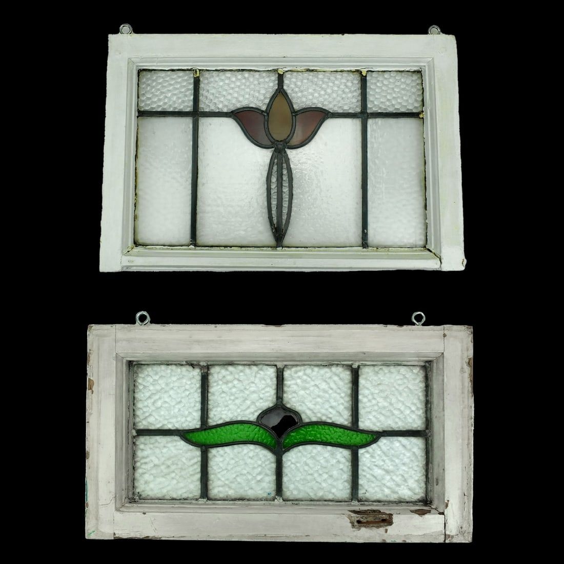 TWO VINTAGE LEADED GLASS PANELSGrouping