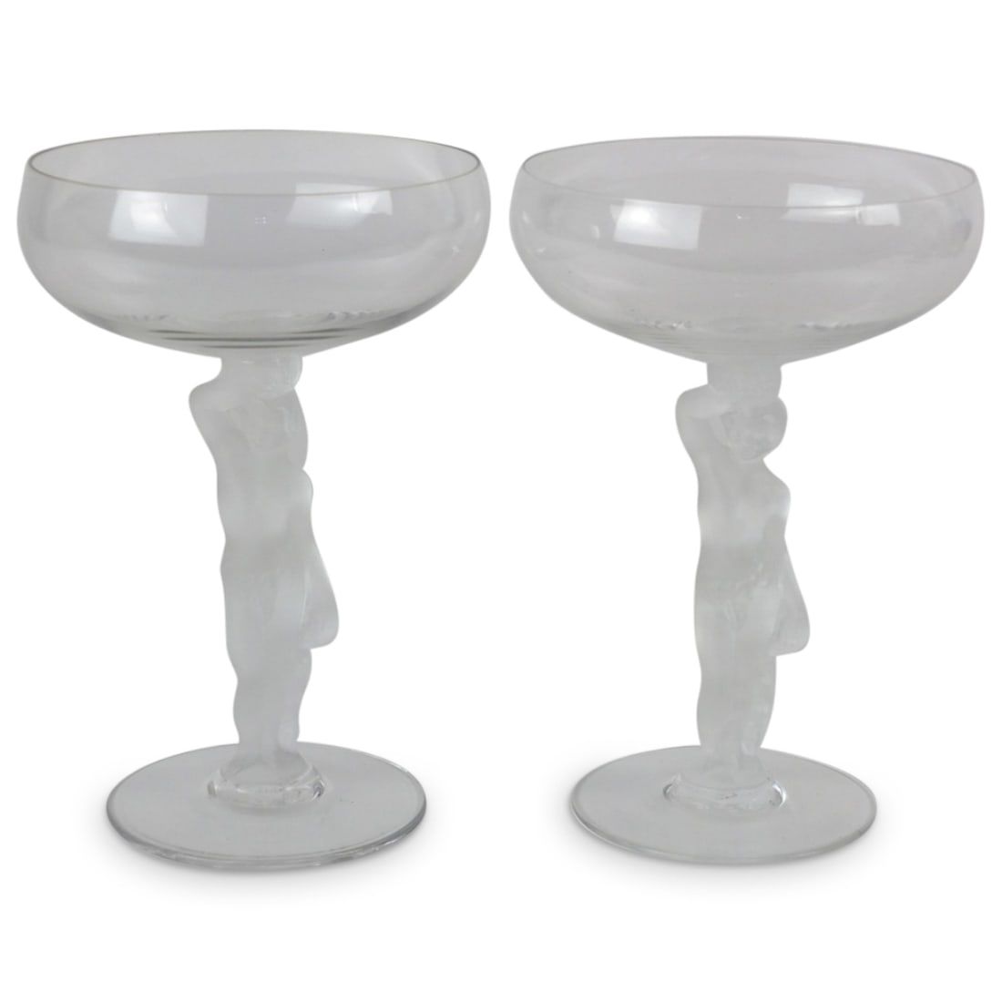 PAIR OF LALIQUE STYLE STEMWAREPair