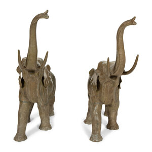 A Pair of Patinated Bronze Elephants
20th