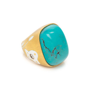 YELLOW GOLD TURQUOISE ENAMEL 3d0969