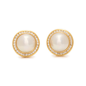 MABE CULTURED PEARL AND DIAMOND