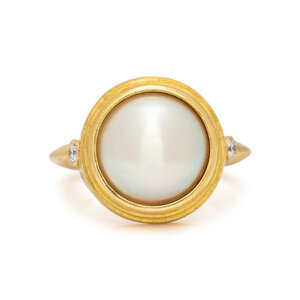 YELLOW GOLD, MABE CULTURED PEARL