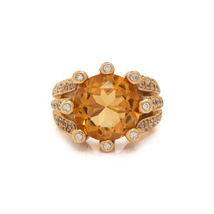 SONIA B CITRINE AND DIAMOND RING Round 3d0988