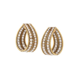 BICOLOR GOLD AND DIAMOND CLIP EARRINGS Round 3d098b