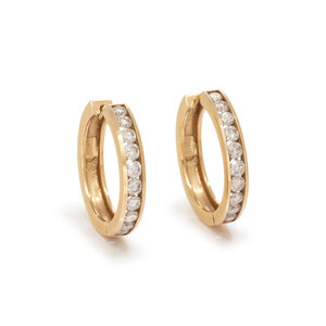 YELLOW GOLD AND DIAMOND HOOP EARRINGS Round 3d09bd