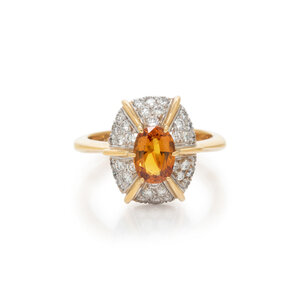 YELLOW SAPPHIRE AND DIAMOND RING Oval 3d09ec