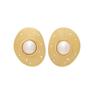 YELLOW GOLD, MABE CULTURED PEARL