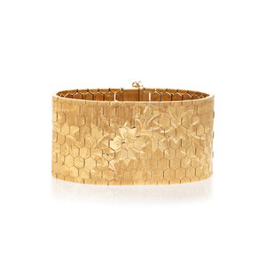 YELLOW GOLD FLORAL BRACELET Flexible 3d0a3d