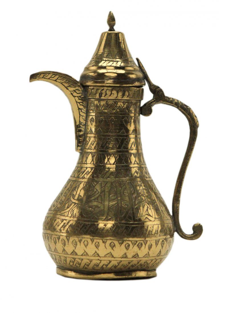 TURKISH BRASS COFFEE POT ENGRAVEDTurkish