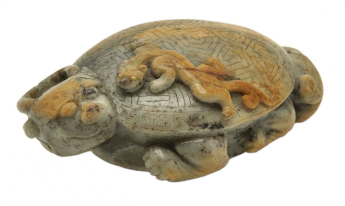 CHINESE GRAY JADE CARVED TURTLE 3d1226