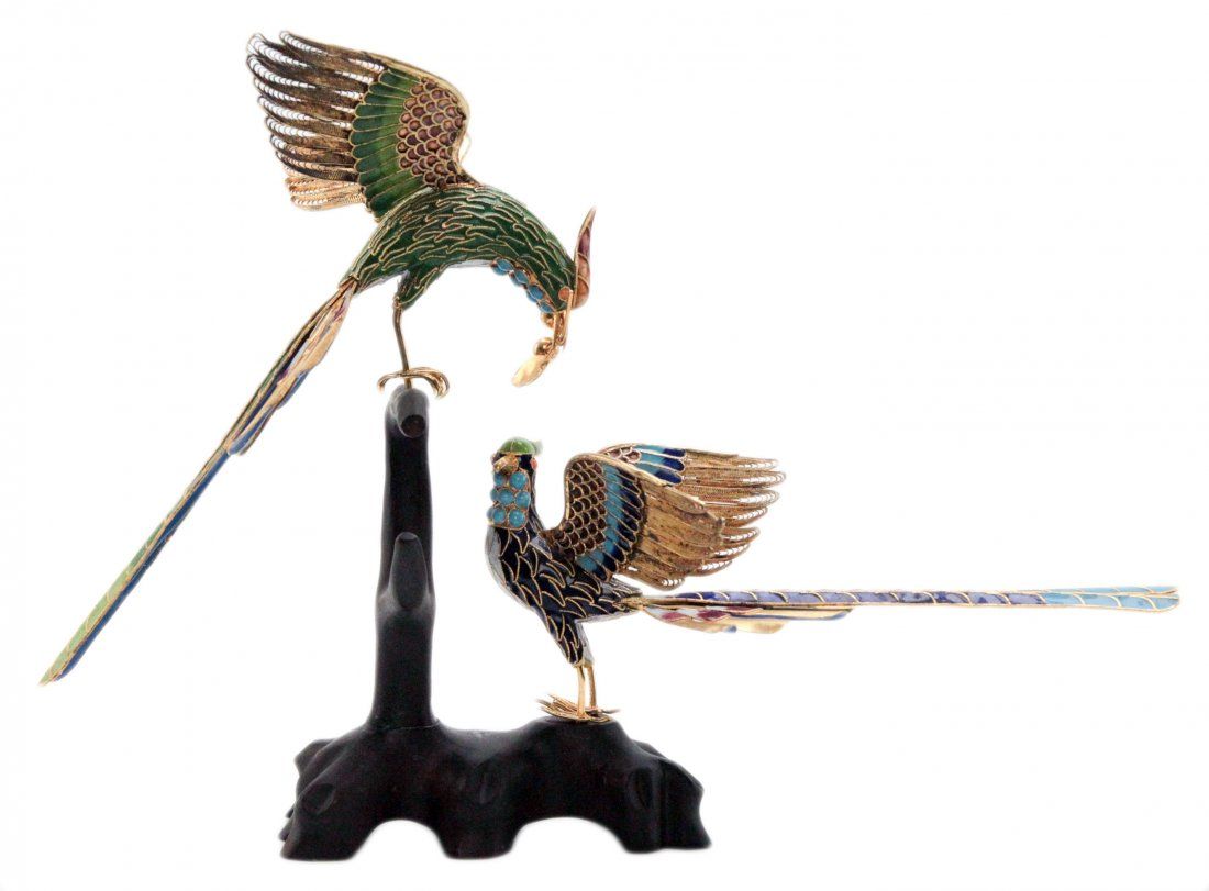 CHINESE CLOISONNE ENAMEL BIRDSChinese 3d1300